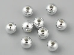 100 perles en plastique rondes - 6 mm - argenté