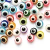 50 perles en plastiques - œil porte bonheur - multicolore - 8mm