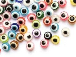 50 perles en plastiques - œil porte bonheur - multicolore - 8mm