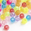 100 perles en plastiques basiques pour enfants - multicolore à paillettes - 9x6 mm