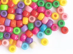 100 perles en plastiques basiques pour enfants - couleurs vives - 9x6 mm