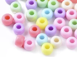 100 perles en plastiques pour enfants - Pastel - 9x6 mm