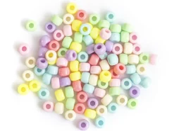 100 perles en plastiques pour enfants - Pastel - 9x6 mm
