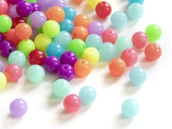 100 perles en plastiques rondes - multicolore fluo - 8 mm