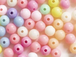 100 perles en plastiques rondes - pastelles - 8 mm