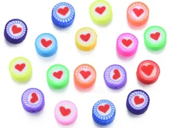 20 perles en pâte polymère - Cœur pop - 10 mm