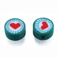 20 perles en pâte polymère - Cœur pop - 10 mm