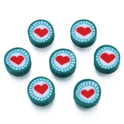 20 perles en pâte polymère - Cœur pop - 10 mm