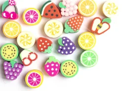 20 perles en pâte polymère - fruits variés