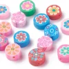 20 perles en pâte polymère - fleurs rétro - 10 mm
