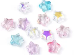 20 perles en verre - étoile couleur variées - 8 mm