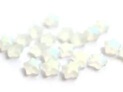 20 perles en verre - étoiles blanc fumé irisé - 8 mm
