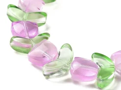 14 perles en verre - Tulipe rose - 15 x 15 mm