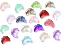 20 perles en verre croissant de lune - couleurs variées - 14 x 9 mm