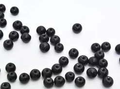 50 perles en verre rondes 4 mm - noir