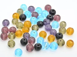 50 perles en verre rondes 4 mm - multicolores