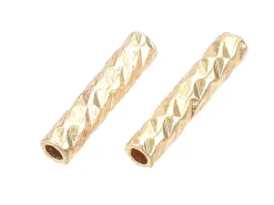 20 perles fantaisie - doré à l'or fin 18k - 7 x 1,5 mm