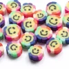 20 perles fleur sourire en pâte polymère - 9 mm