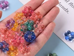 20 perles fleurs boules transparentes - Multicolore
