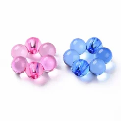 20 perles fleurs boules transparentes - Multicolore