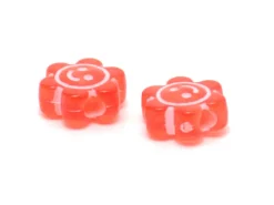 20 perles fleurs et sourire en résine - Multicolore
