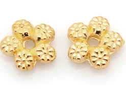 20 perles fleurs intercalaires plates et dorées - 7 mm