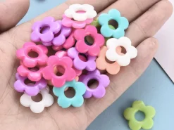 20 perles fleurs opaques - Multicolore