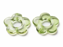 20 perles fleurs transparentes - Vert
