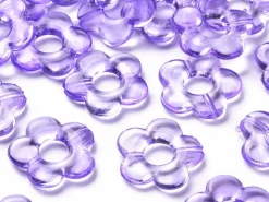 20 perles fleurs transparentes - Violet