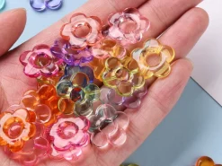 20 perles fleurs transparentes - Multicolore