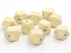 10 perles géométriques en bois - 12 mm