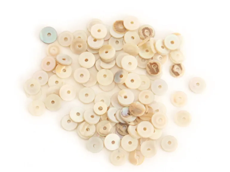 100 perles heishi rondes nacrées - Coquillage naturel