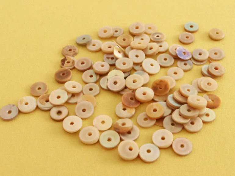 100 perles heishi rondes nacrées - Coquillage naturel