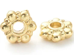 20 perles intercalaires en forme de fleurs - Doré à l'or fin 18 K - 7,5 mm