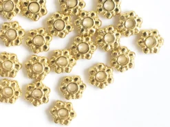 20 perles intercalaires en forme de fleurs - Doré à l'or fin 18 K - 7,5 mm