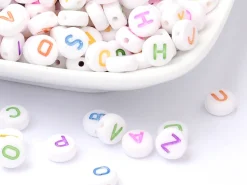 200 perles lettres alphabet rondes multicolores