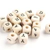 200 perles lettres alphabet cubes en bois