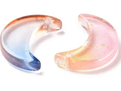 20 perles lunes en verre - Couleurs variées - 16 x 11 mm