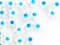 20 perles millefiori en verre - fleur blanche - 6 mm