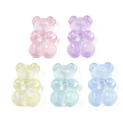 20 perles nounours/ourson acryliques - couleurs variées - 18 x 12 mm