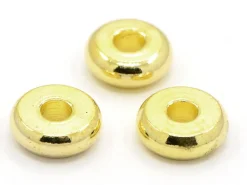 20 perles rondelles heishi arrondies en laiton doré - 6x2 mm