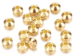 20 perles rondelles toupies ciselées en laiton doré - 4 mm