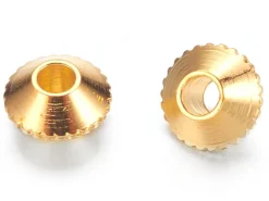 20 perles rondelles toupies ciselées en laiton doré - 4 mm