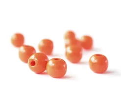 10 perles rondes en bois vernis - Orange 14 mm