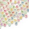 200 perles rondes en plastique - chiffres et numéros - phosphorescent et multicolore - 7 mm