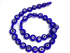 20 perles rondes en verre - œil porte bonheur - bleu roi - 6 mm