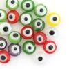 20 perles rondes en verre - œil porte bonheur - multicolore - 6 mm