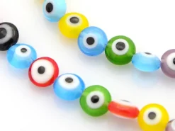 20 perles rondes en verre - œil porte bonheur - multicolore - 6 mm