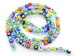 20 perles rondes en verre - œil porte bonheur - multicolore - 6 mm