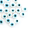 20 perles rondes en verre - œil porte bonheur - blanc - 8 mm
